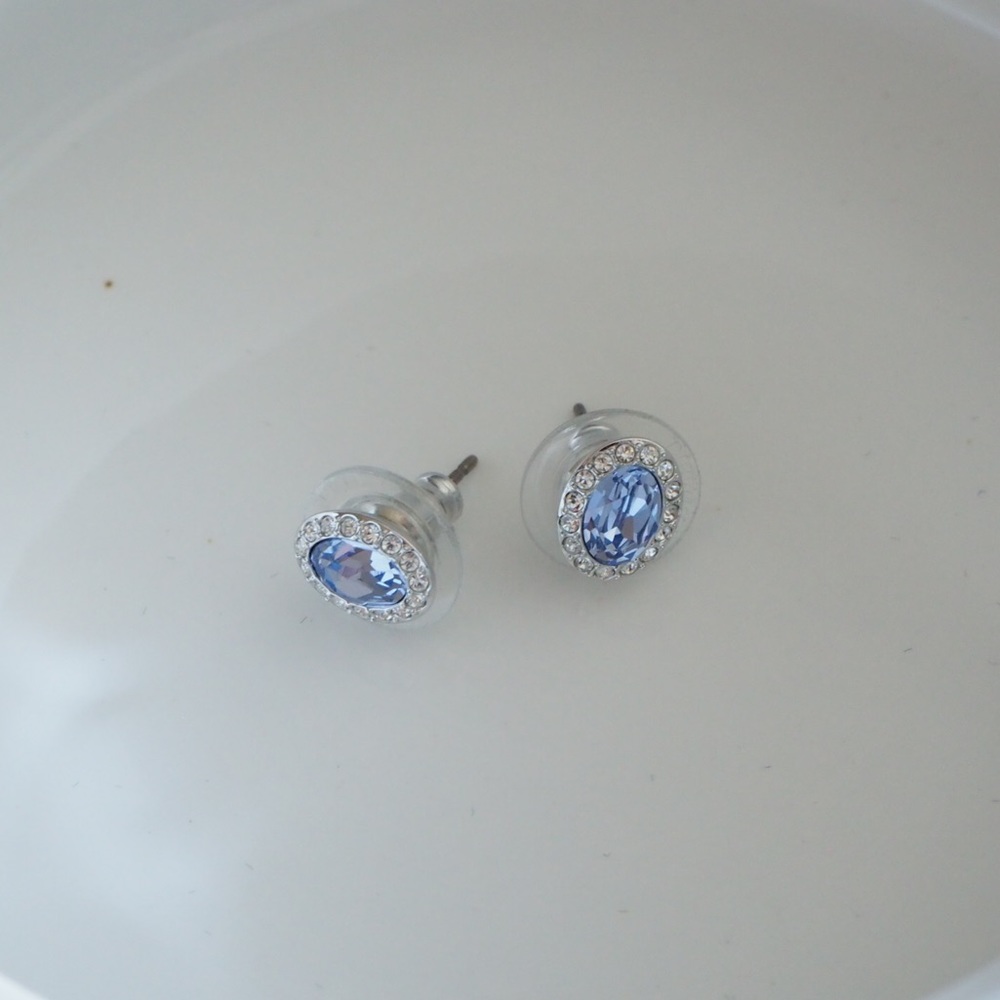 Swarovski Christie Oval Rhodium with Lavender & Clear Crystal Stud Earrings